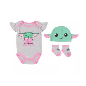 HAPPY THREADS Star Wars Yoda Bodysuit, Hat Socks 9 Month NWT